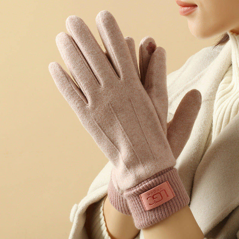 Cashmere-Wool Blend Gloves with Touchscreen Function, Long Ribbed Cuffs