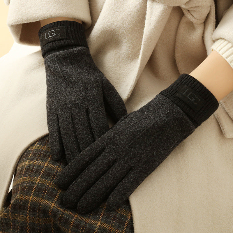 Cashmere-Wool Blend Gloves with Touchscreen Function, Long Ribbed Cuffs