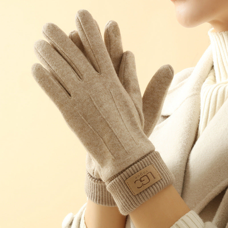 Cashmere-Wool Blend Gloves with Touchscreen Function, Long Ribbed Cuffs