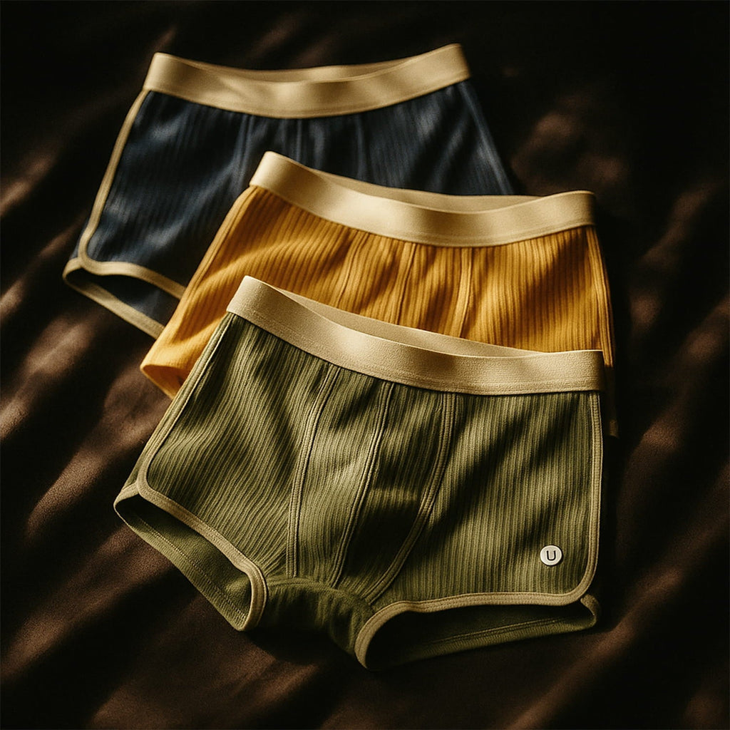 Boxershorts aus Bio-Baumwolle im Rippstrick mit Breitem Bund, Kontrasteinfassung, Atmungsaktiv