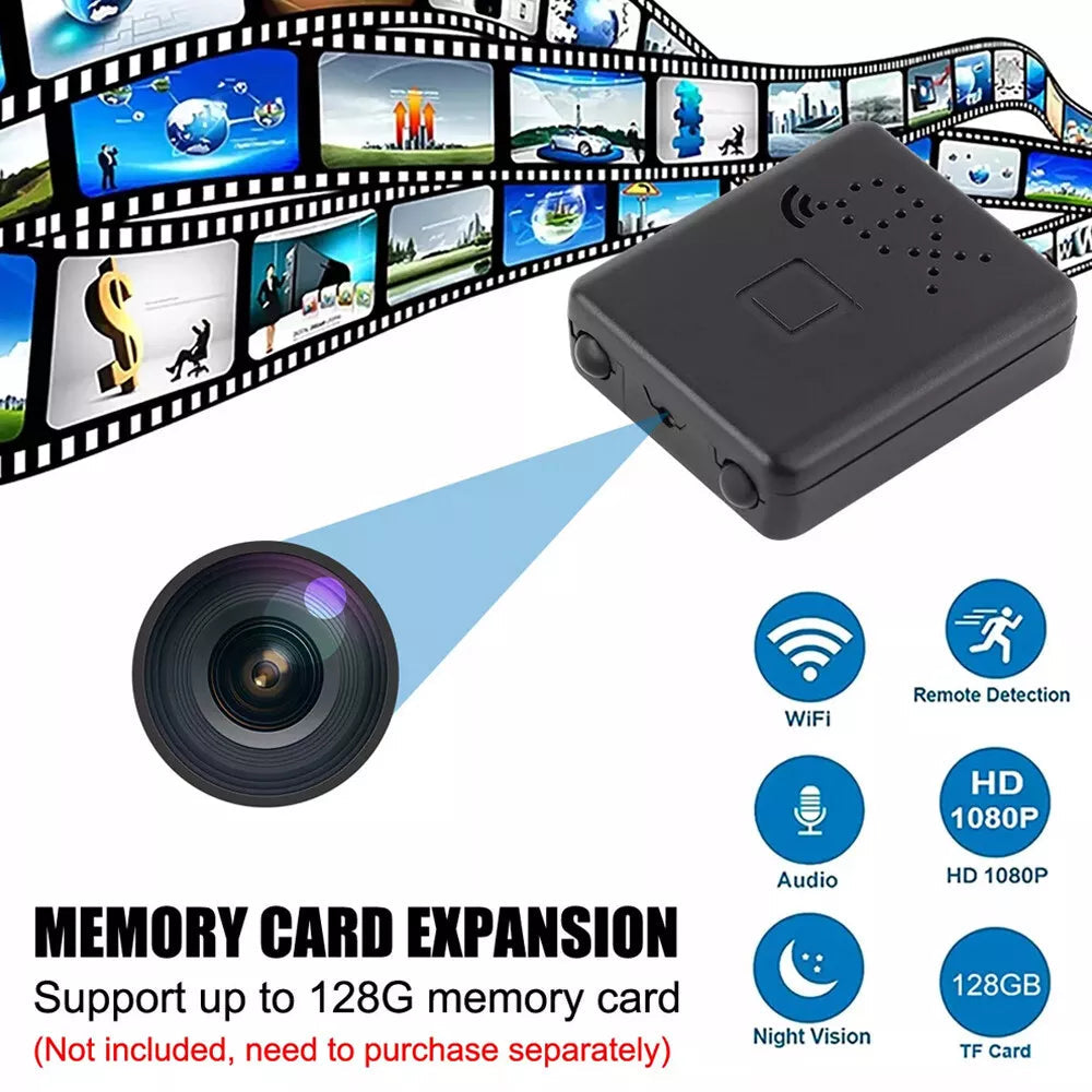 Mini Überwachungskamera Full HD 1080p mit Nachtsicht, Bewegungserkennung, USB-Betrieb