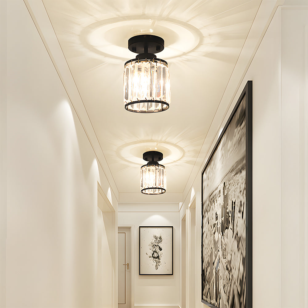 Bolania | Pendelleuchte - Moderne, halbbündige Kristall-Hängeleuchte - Elegante Flurleuchte