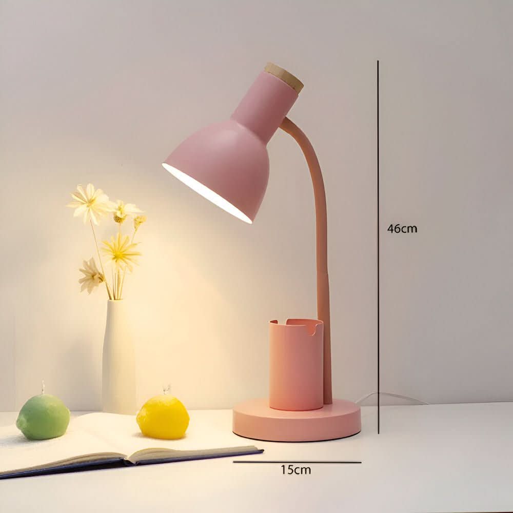 LED-Tischlampe mit Stifthalter Dreifarbigem Licht und Verstellbarem Schwanenhals für Schreibtisch Büro und Nachttisch