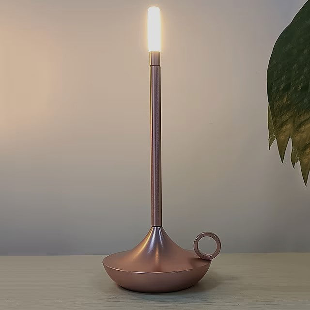 Bolania | Kerze - Elegante Tischlampe aus Metall und Glas - Schickes Ambiente
