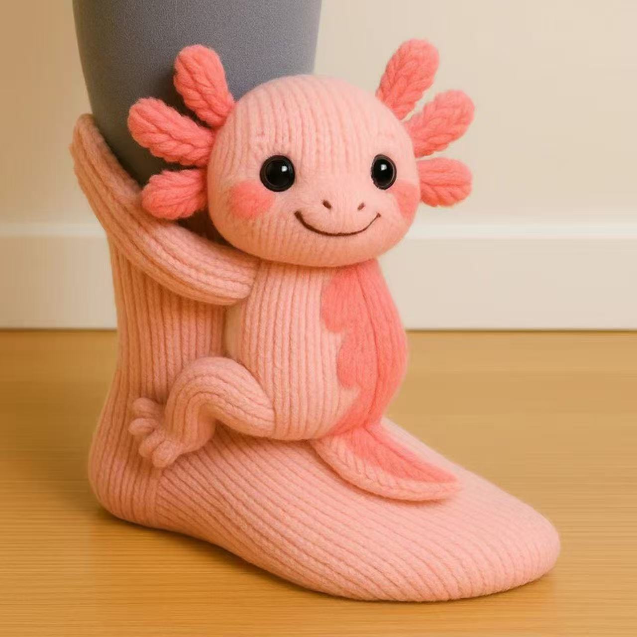 Cozy Socks with 3D Animal Motif, Warm Slipper Socks for Men and Women, Non-Slip Sole, Thick Knit
