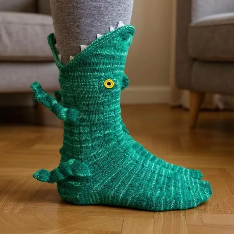 Cozy Socks with 3D Animal Motif, Warm Slipper Socks for Men and Women, Non-Slip Sole, Thick Knit