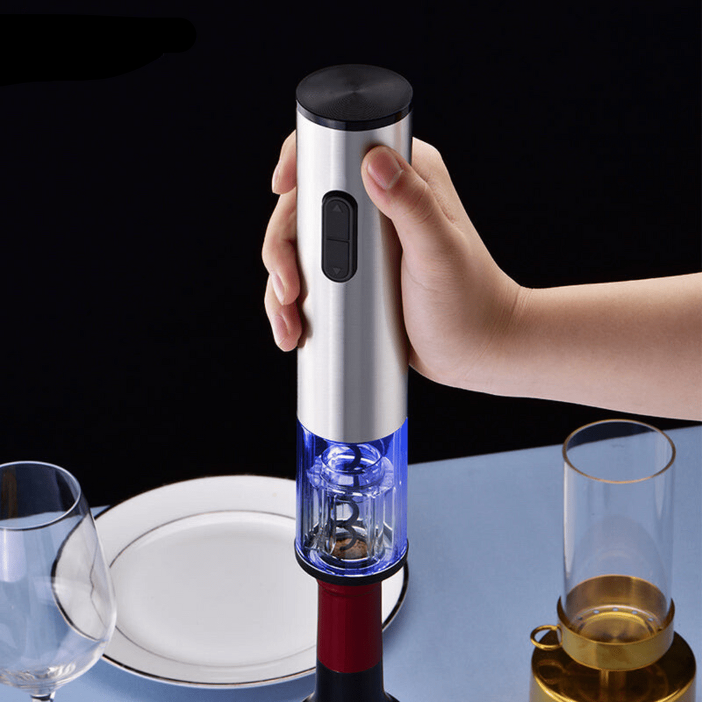 Electric Wine Opener 4-in-1 Set with Foil Cutter, Pourer, and Vacuum Stopper, Rechargeable for Effortless Cork Removal