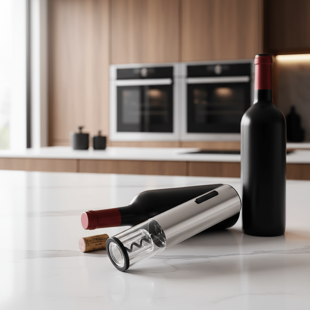 Electric Wine Opener 4-in-1 Set with Foil Cutter, Pourer, and Vacuum Stopper, Rechargeable for Effortless Cork Removal