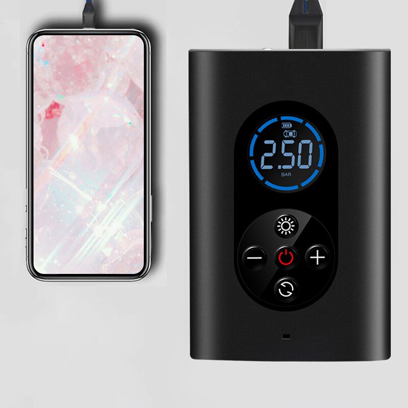 Akku-Luftpumpe Tragbar mit Digital-Display Auto-Stopp 150 PSI für Auto Motorrad Fahrrad und Bälle USB-C Aufladbar mit LED-Licht