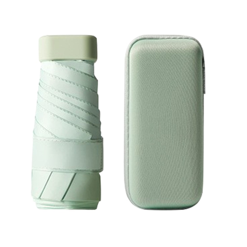 Mini Taschenschirm Faltbar mit UV-Schutz Hartschalen-Etui und Winddichter Konstruktion für Reise und Alltag