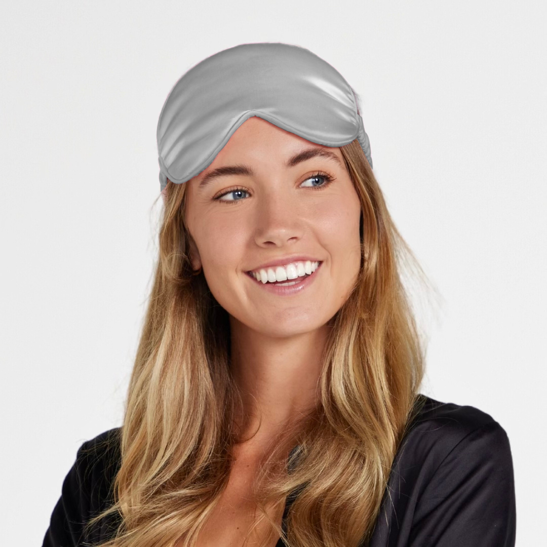 100% Mulberry Silk Sleep Mask, Contoured Eye Mask with Elastic Strap, Lightweight and Breathable