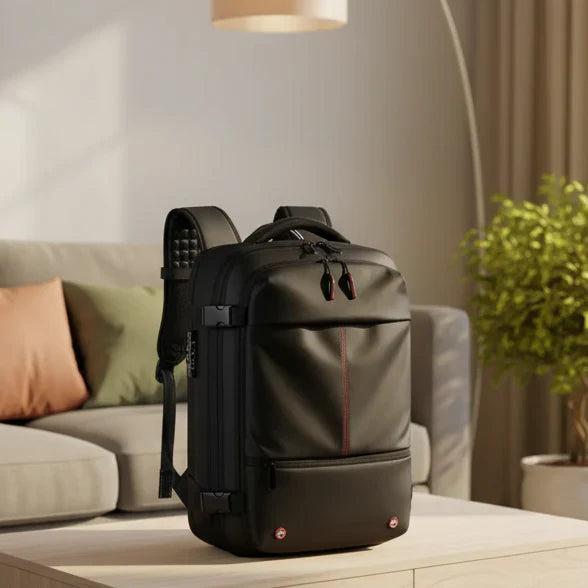 Compressible Travel Backpack with Combination Lock, Water-Repellent, Laptop Compartment up to 17.3 inches / 43.9 cm, Padded Straps for Business and Travel