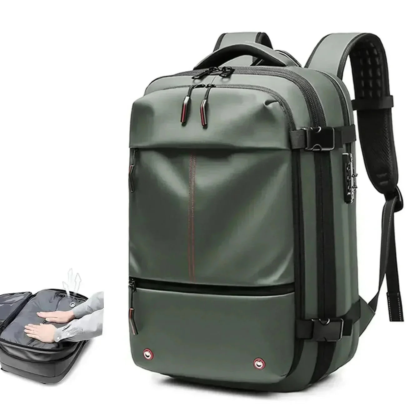 Compressible Travel Backpack with Combination Lock, Water-Repellent, Laptop Compartment up to 17.3 inches / 43.9 cm, Padded Straps for Business and Travel