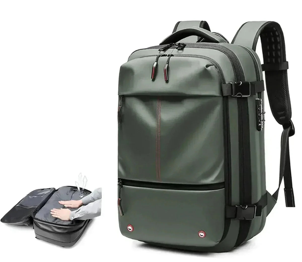 Compressible Travel Backpack with Combination Lock, Water-Repellent, Laptop Compartment up to 17.3 inches / 43.9 cm, Padded Straps for Business and Travel