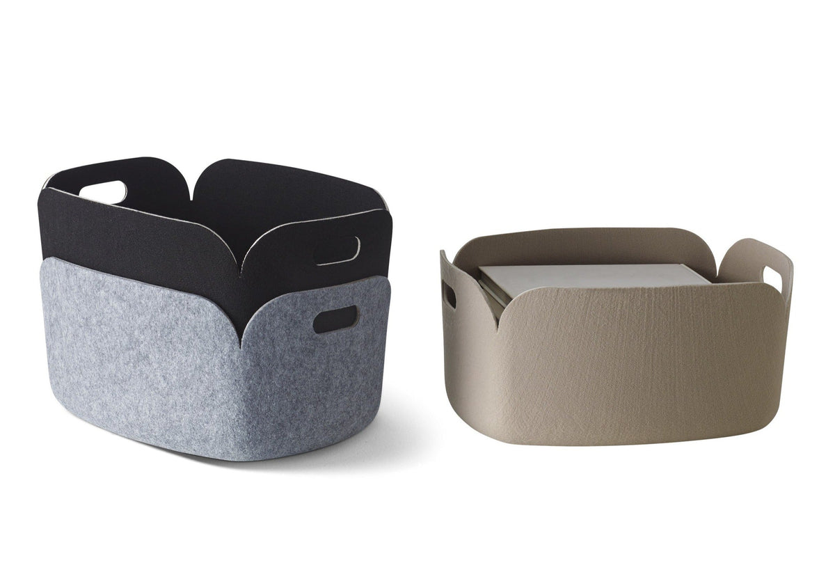 Felt Storage Basket Made from Recycled PET, Handle Openings, for Blankets and Toys