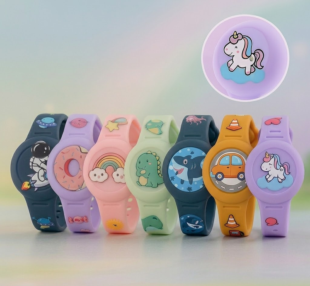 Children's AirTag Silicone Bracelet, Adjustable Holder with Cartoon Designs, Skin-Friendly and Washable