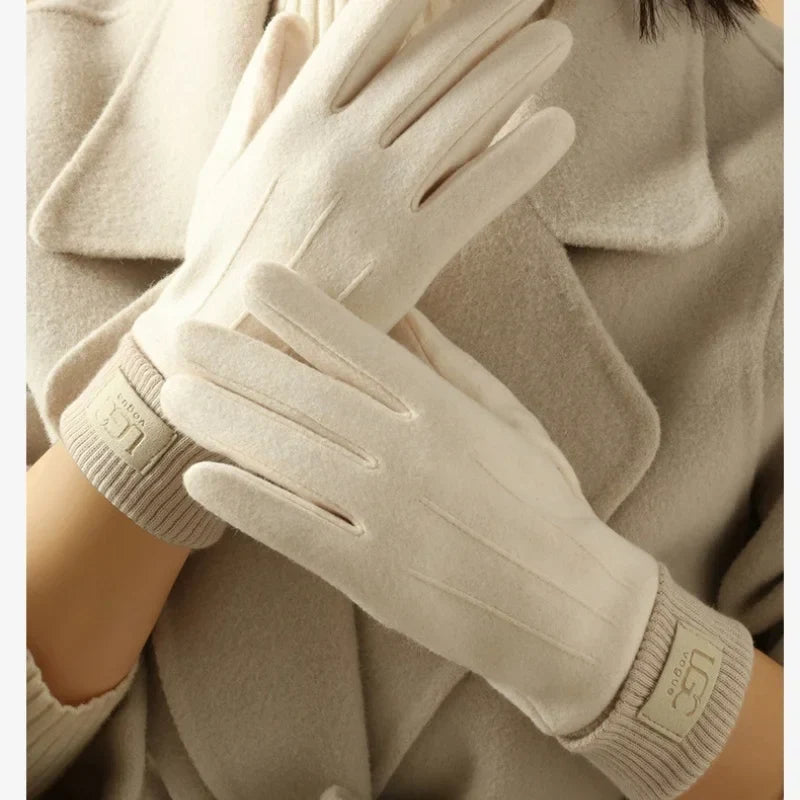Cashmere-Wool Blend Gloves with Touchscreen Function, Long Ribbed Cuffs