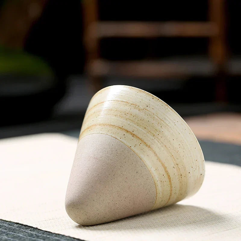 Conical Ceramic Espresso Cups with Holder, 100 ml (3.4 fl oz), Reactive Glaze