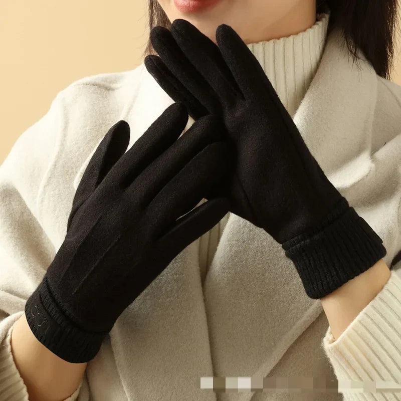 Cashmere-Wool Blend Gloves with Touchscreen Function, Long Ribbed Cuffs