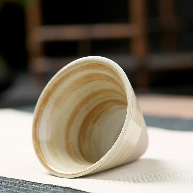 Conical Ceramic Espresso Cups with Holder, 100 ml (3.4 fl oz), Reactive Glaze
