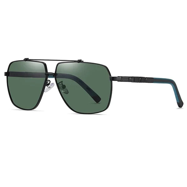 Polarized Sunglasses with UV400 Protection, Metal Frame with Double Bridge, Square Lenses