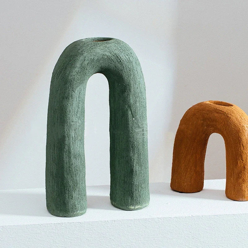 Sculptural Arch Ceramic Vase for Dried Flowers, Branches, and Minimalist Home Decor