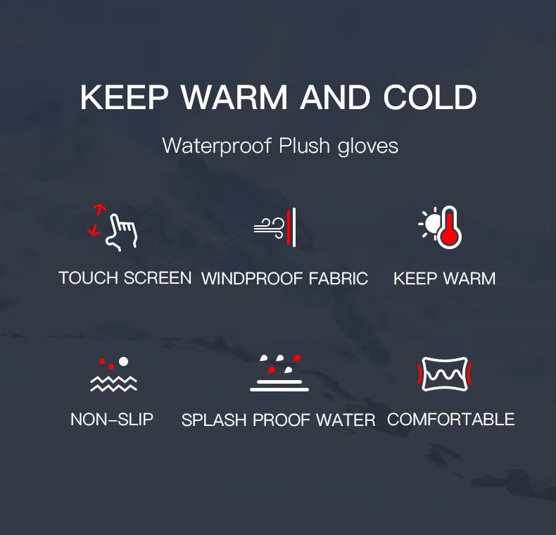 Thermohandschuhe Winddicht mit Touchscreen-Funktion, Silikongriff, Reißverschluss, Unisex