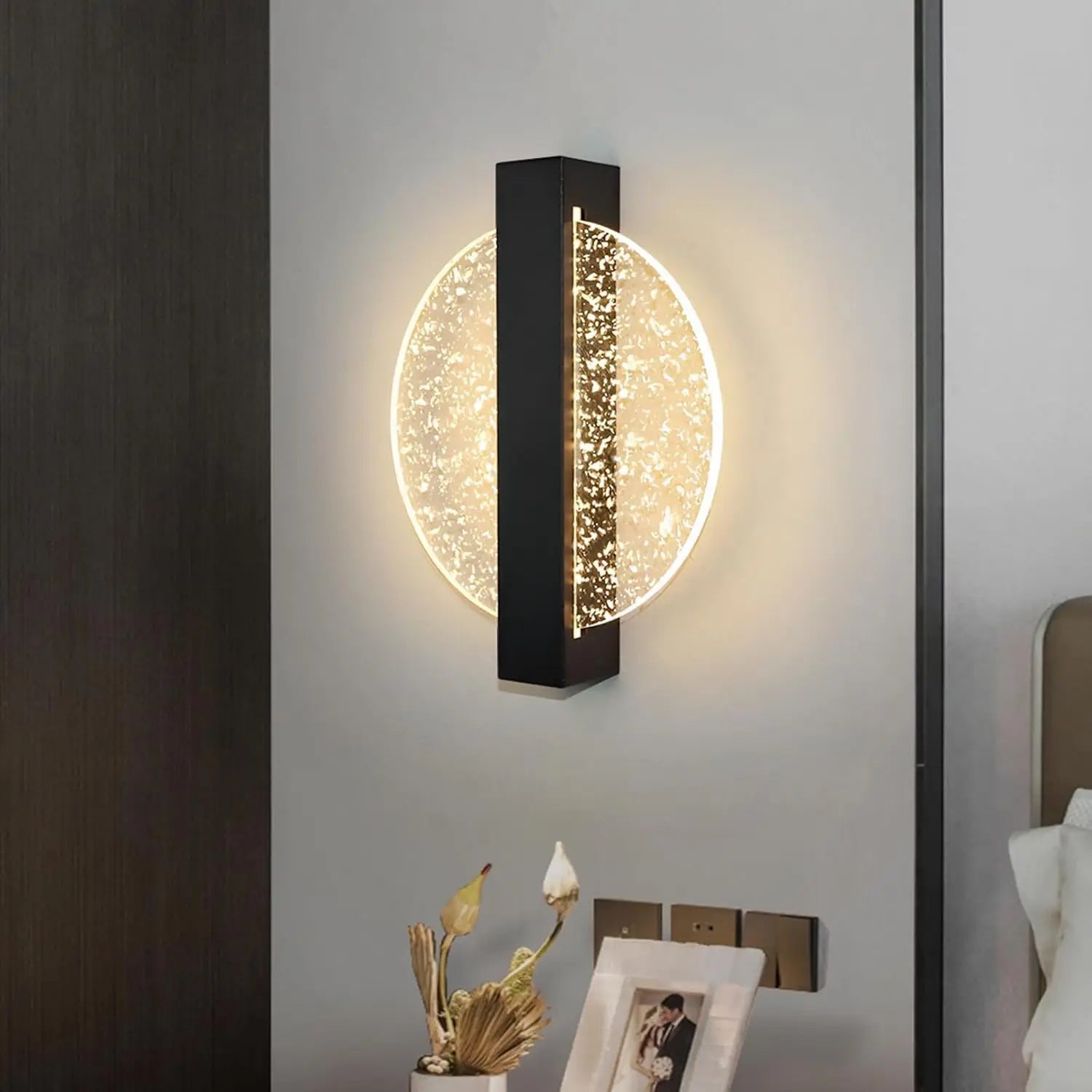 Bolania | Wandleuchte - Rundes Blattsilberdesign - Warmes, gemütliches Licht