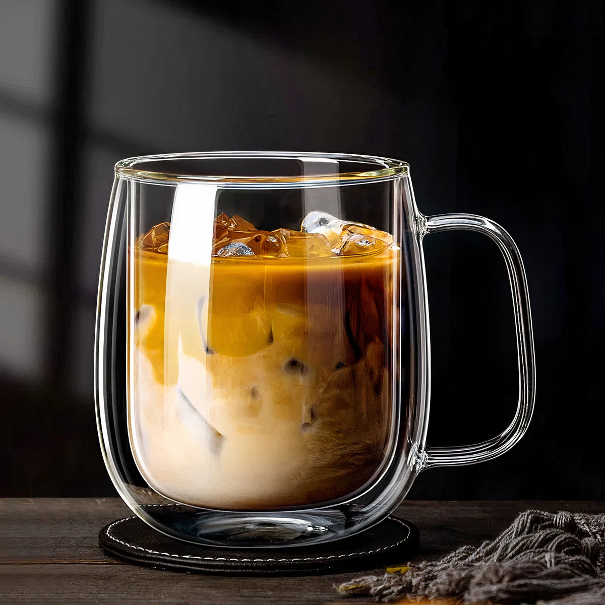Doppelwandige Kaffeegläser aus Glas mit Henkel, 350 ml (11,8 fl oz), Schwebeeffekt und Isolierend