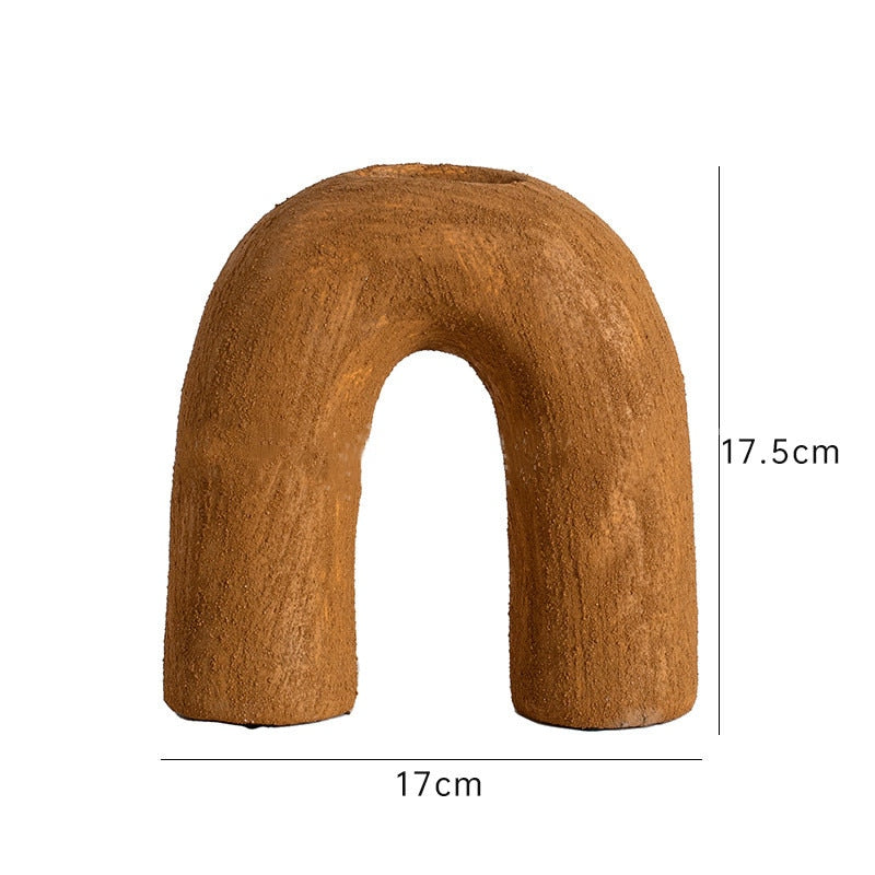 Sculptural Arch Ceramic Vase for Dried Flowers, Branches, and Minimalist Home Decor