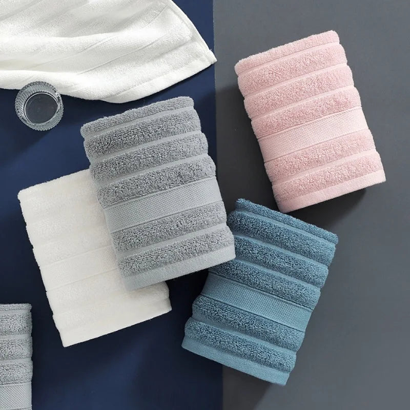 Cotton Face Towels Set of 4 Square Absorbent with Ribbed Texture 35x35 cm (13.8 × 13.8 in) for Bath Fitness and Travel