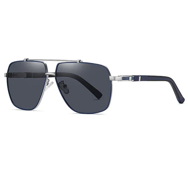 Polarized Sunglasses with UV400 Protection, Metal Frame with Double Bridge, Square Lenses