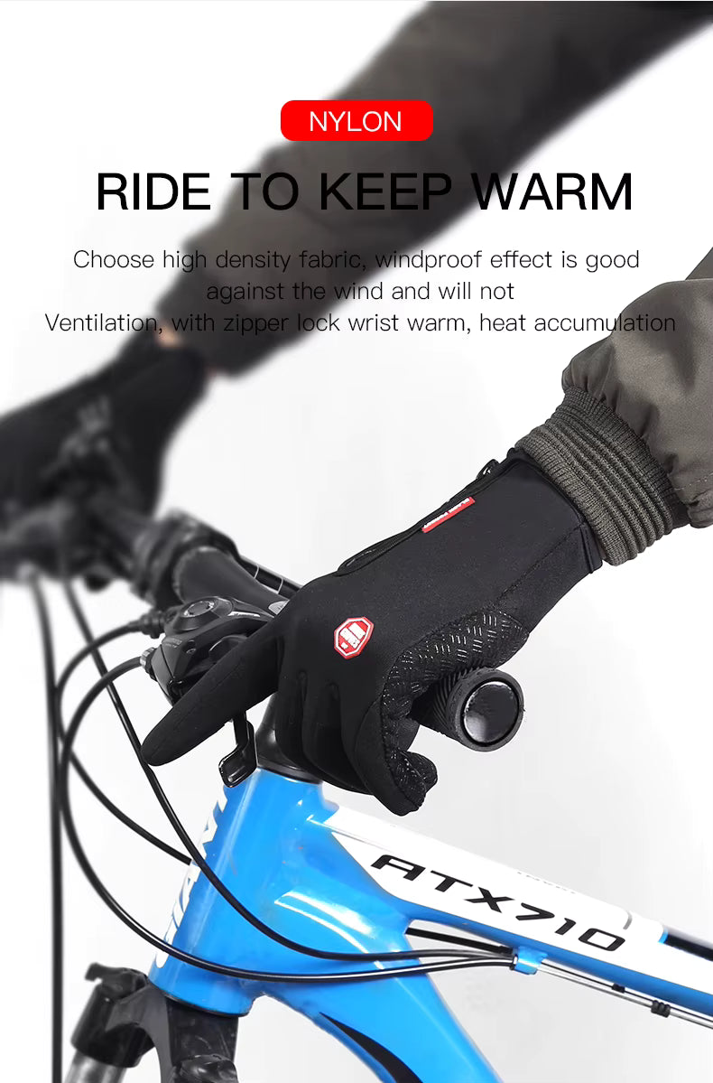 Thermohandschuhe Winddicht mit Touchscreen-Funktion, Silikongriff, Reißverschluss, Unisex