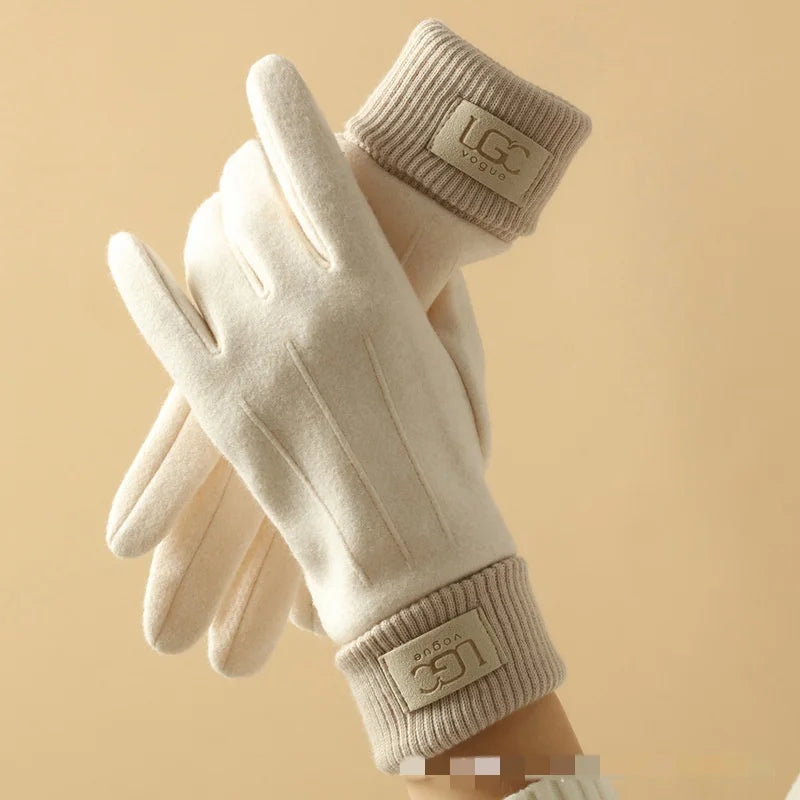 Cashmere-Wool Blend Gloves with Touchscreen Function, Long Ribbed Cuffs