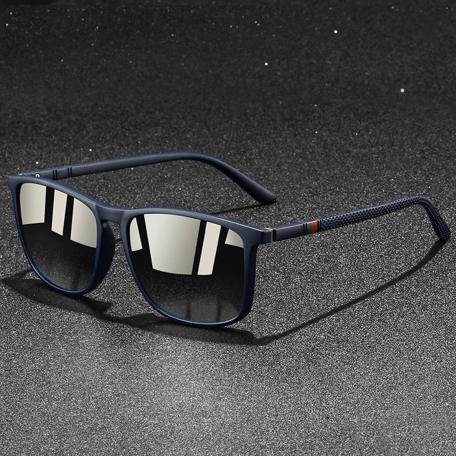 Sunglasses with Polarized Lenses and UV400 Protection, Square Frame with Spring Hinges