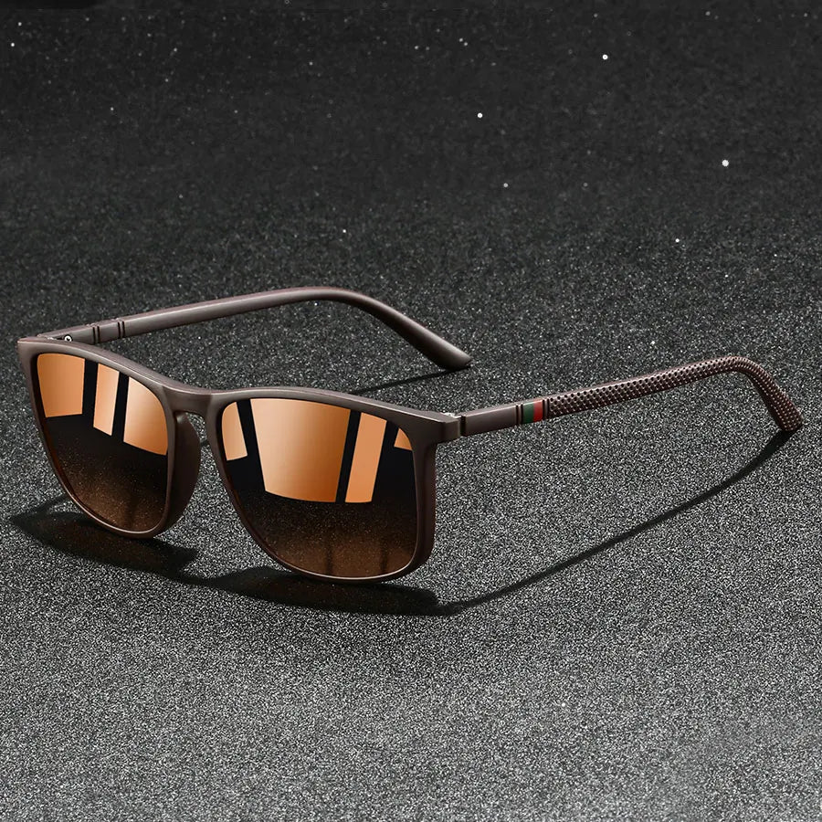 Sunglasses with Polarized Lenses and UV400 Protection, Square Frame with Spring Hinges