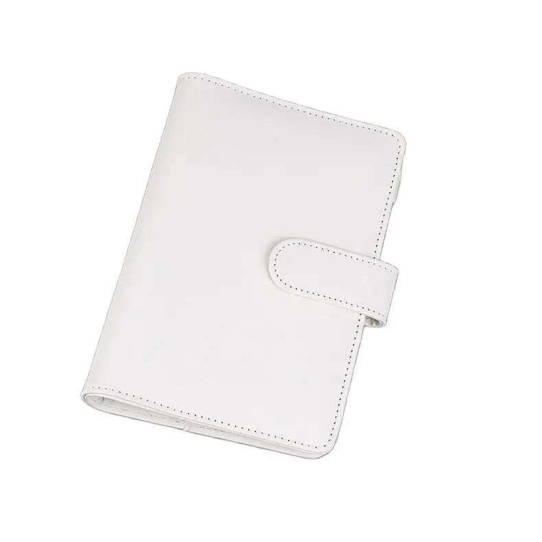 A5 Faux Leather Ring Binder Organizer with Ring Mechanism Replaceable Pages Snap Closure Planner Diary and Photo Album in One