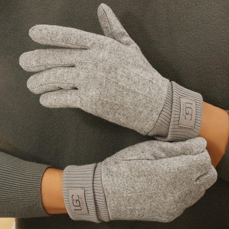 Cashmere-Wool Blend Gloves with Touchscreen Function, Long Ribbed Cuffs
