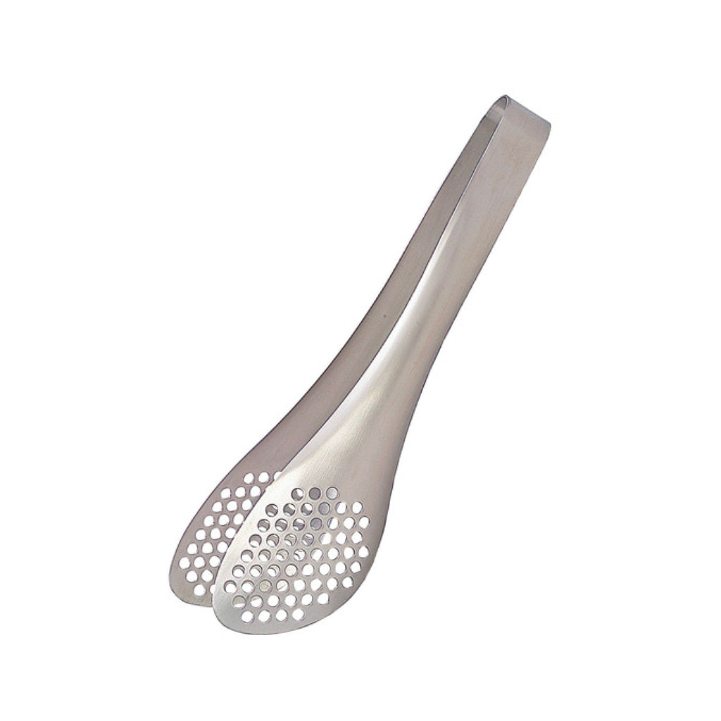 Stainless Steel Kitchen Tongs with Perforated Gripping Plates, One-Piece without Hinge, Dishwasher-Safe