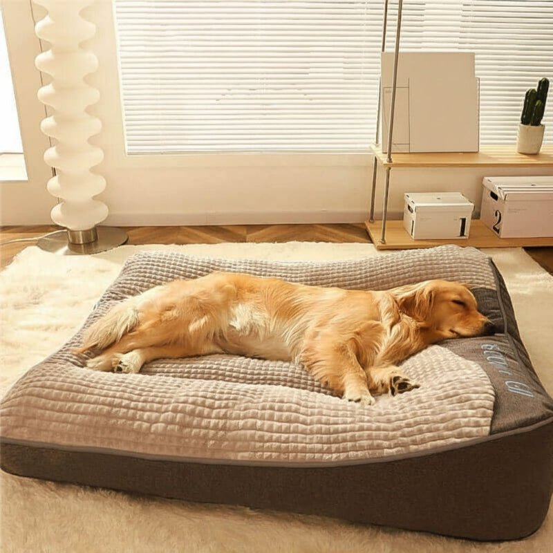 Orthopedic Dog Bed Large with Raised Headrest Scratch-Resistant Removable Cover for Large Breeds Crystal Velvet Surface