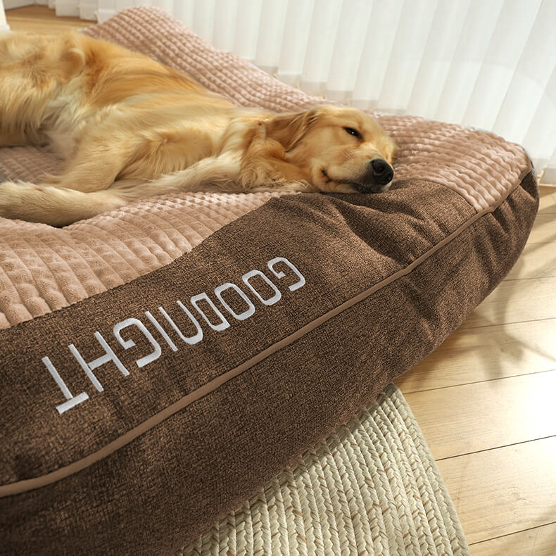 Orthopedic Dog Bed Large with Raised Headrest Scratch-Resistant Removable Cover for Large Breeds Crystal Velvet Surface