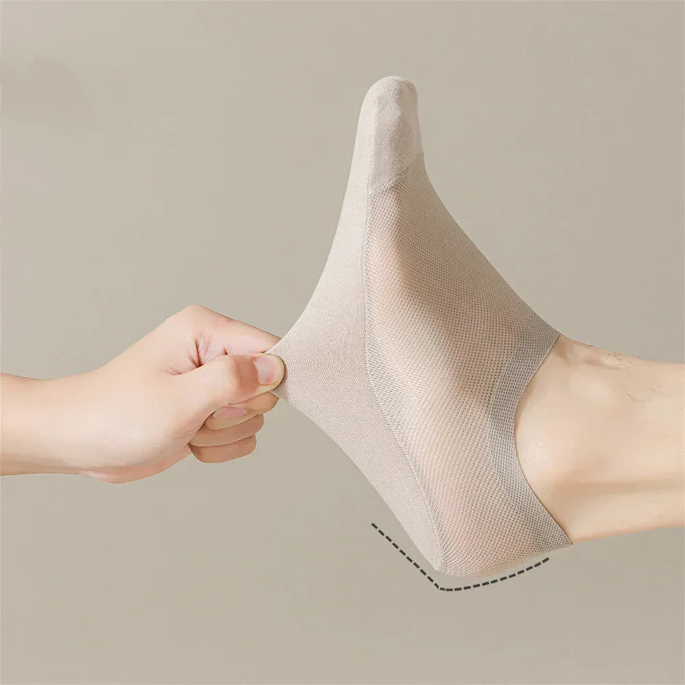 Invisible Sneaker Socks with Mesh Insert, Silicone Heel Grip, Cotton Sole, Unisex