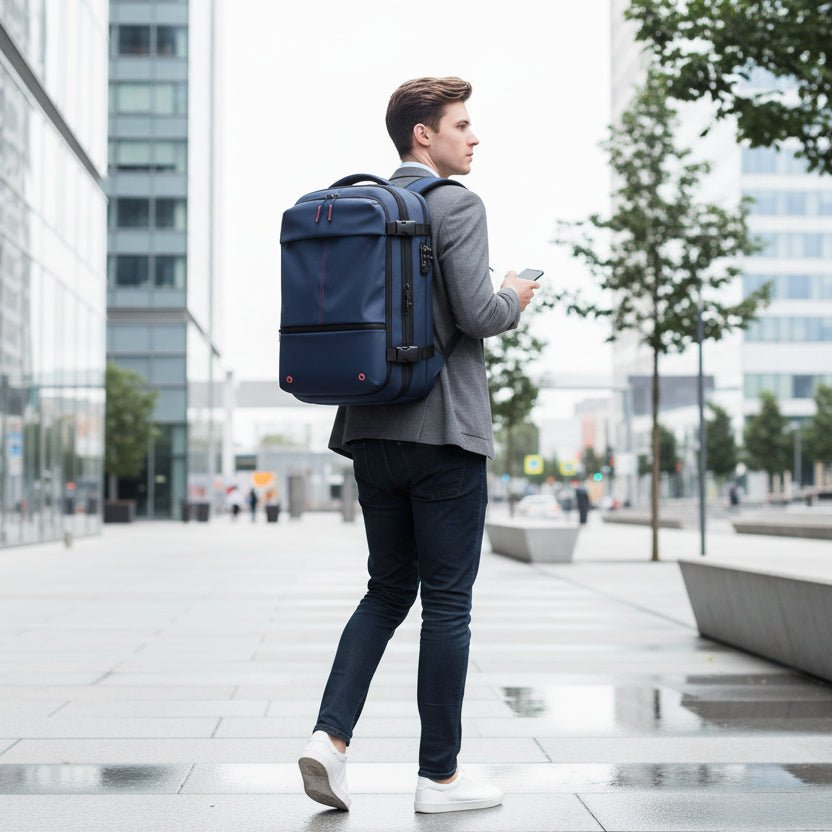 Compressible Travel Backpack with Combination Lock, Water-Repellent, Laptop Compartment up to 17.3 inches / 43.9 cm, Padded Straps for Business and Travel