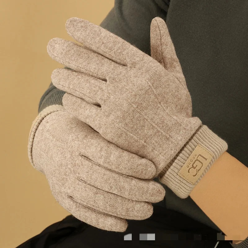 Cashmere-Wool Blend Gloves with Touchscreen Function, Long Ribbed Cuffs