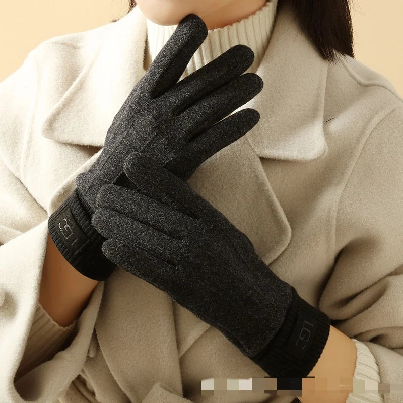 Cashmere-Wool Blend Gloves with Touchscreen Function, Long Ribbed Cuffs