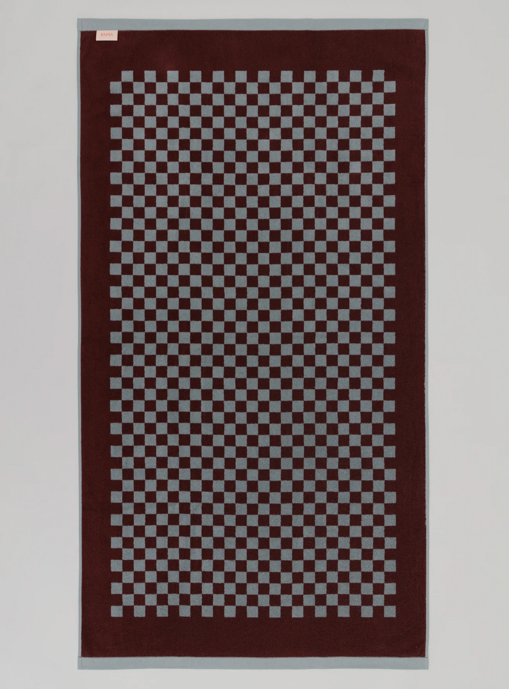 Organic Cotton Beach Towel with Checkerboard Pattern, Heavy Terry Quality, Absorbent