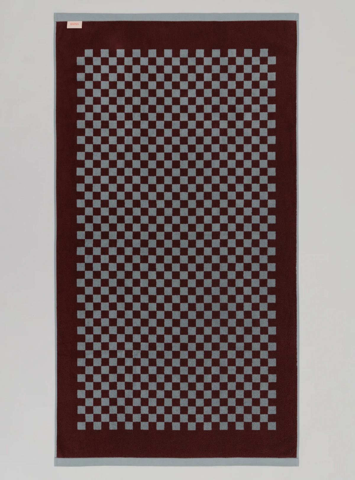Organic Cotton Beach Towel with Checkerboard Pattern, Heavy Terry Quality, Absorbent