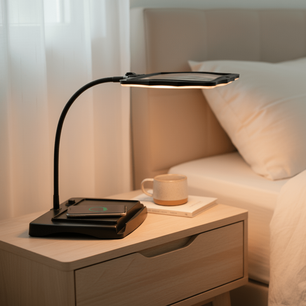 Table Magnifier with LED Illumination, 3x Magnification, Flexible Gooseneck and Rechargeable Battery for Reading and Detailed Work