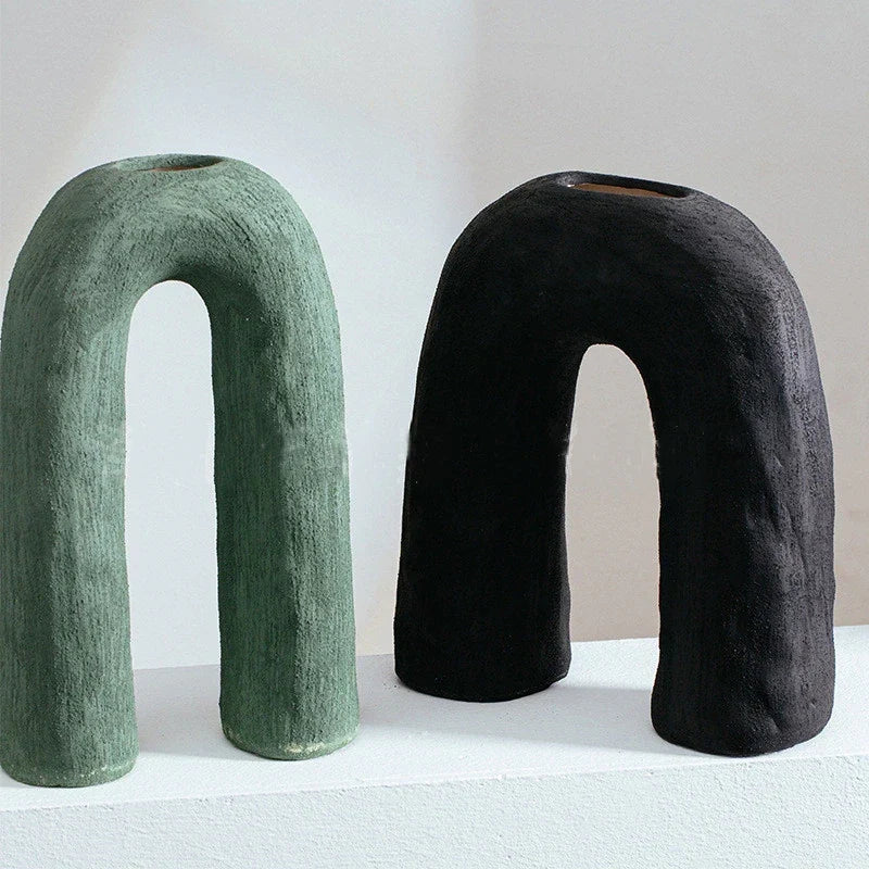 Sculptural Arch Ceramic Vase for Dried Flowers, Branches, and Minimalist Home Decor