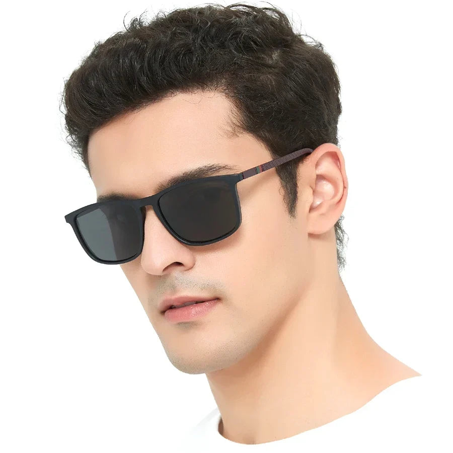 Sunglasses with Polarized Lenses and UV400 Protection, Square Frame with Spring Hinges